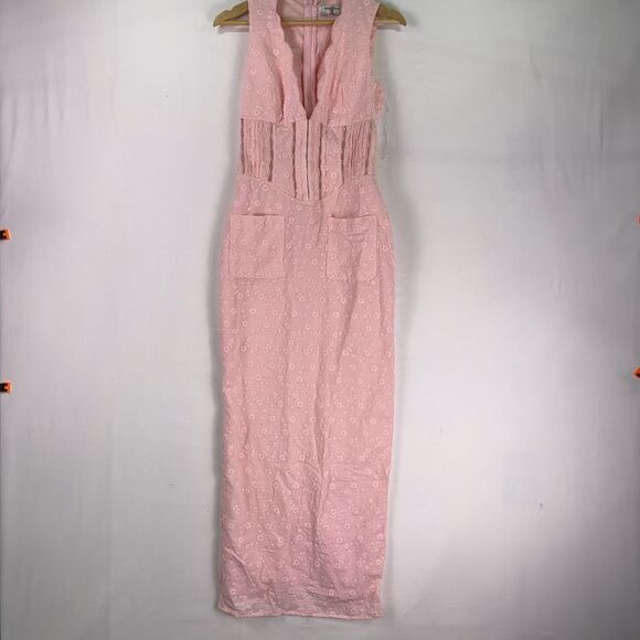 House of CB Dresses & Skirts - House of CB Sophina Maxi Midi‎ Dress Pockets Eyelit Scalloped Plunge